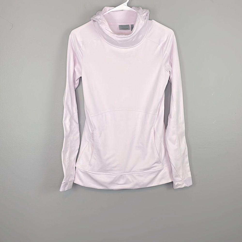 Athleta Scoop Neck Lilac Tech Hoodie. Pull Over. Kangaroo Pocket. Size XXS.